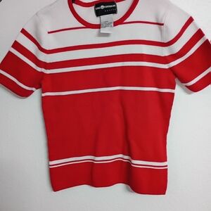 Sag Harbor Red and White Striped Knit Top